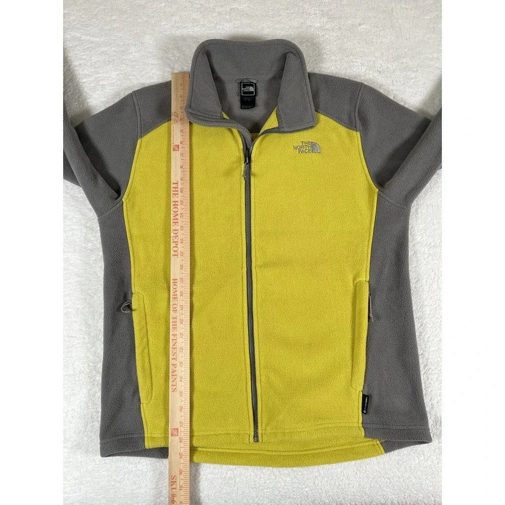 The North Face Flash Dry Gray Yellow Color Block Full Zip Fleece Jacket Men's Lg